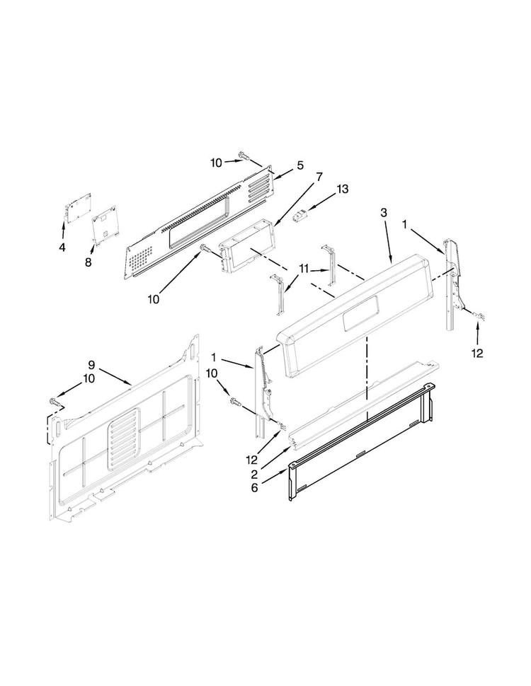 Control Panel Parts Diagram and Parts List for WFG540H0AB1  Whirlpool Range