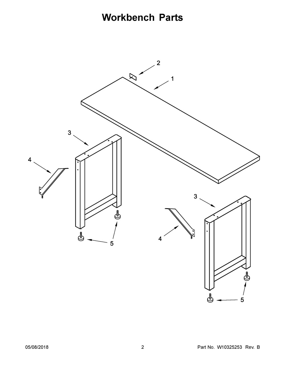Workbench Parts Diagram and Parts List for GAWB66HWGG00  Whirlpool Cabinet