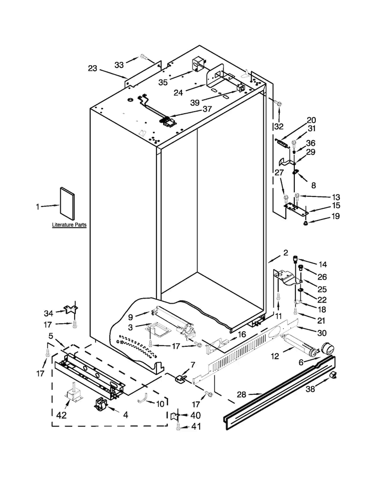 Cabinet Parts Diagram and Parts List for KSSO48FTX18  KitchenAid Refrigerator