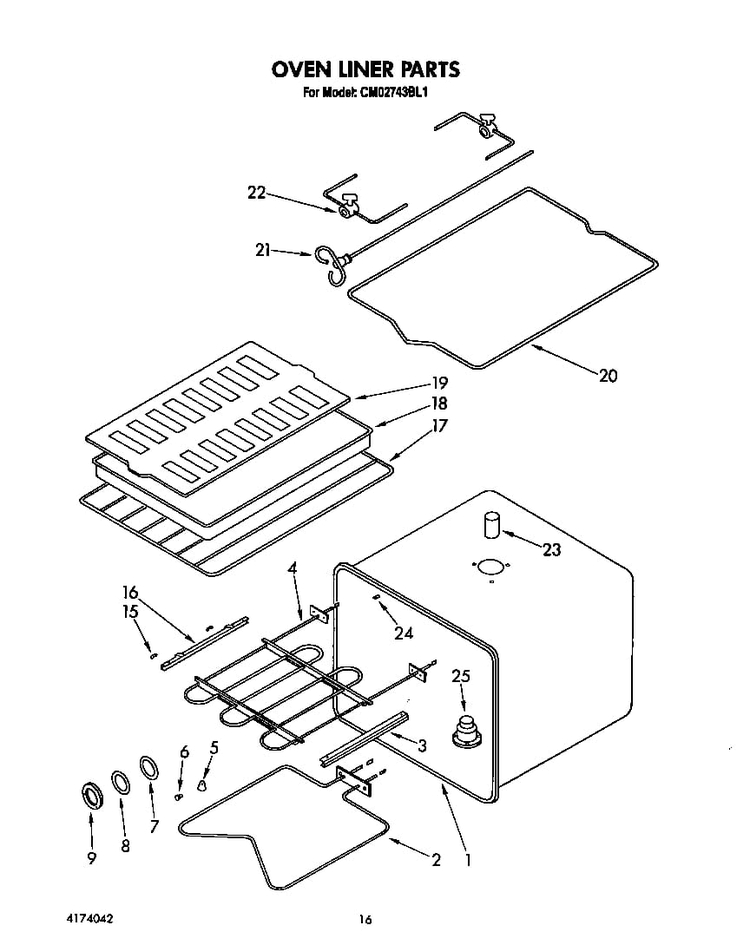 Oven Liner Diagram and Parts List for CMO2743BL1  KitchenAid Microwave