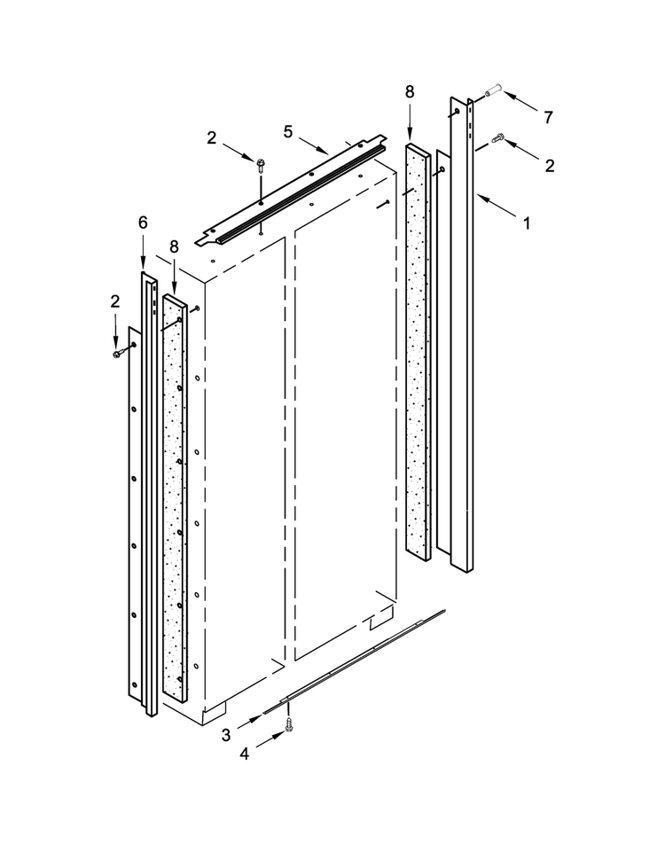Cabinet Trim Parts Diagram and Parts List for KSSC48FTS18  KitchenAid Refrigerator