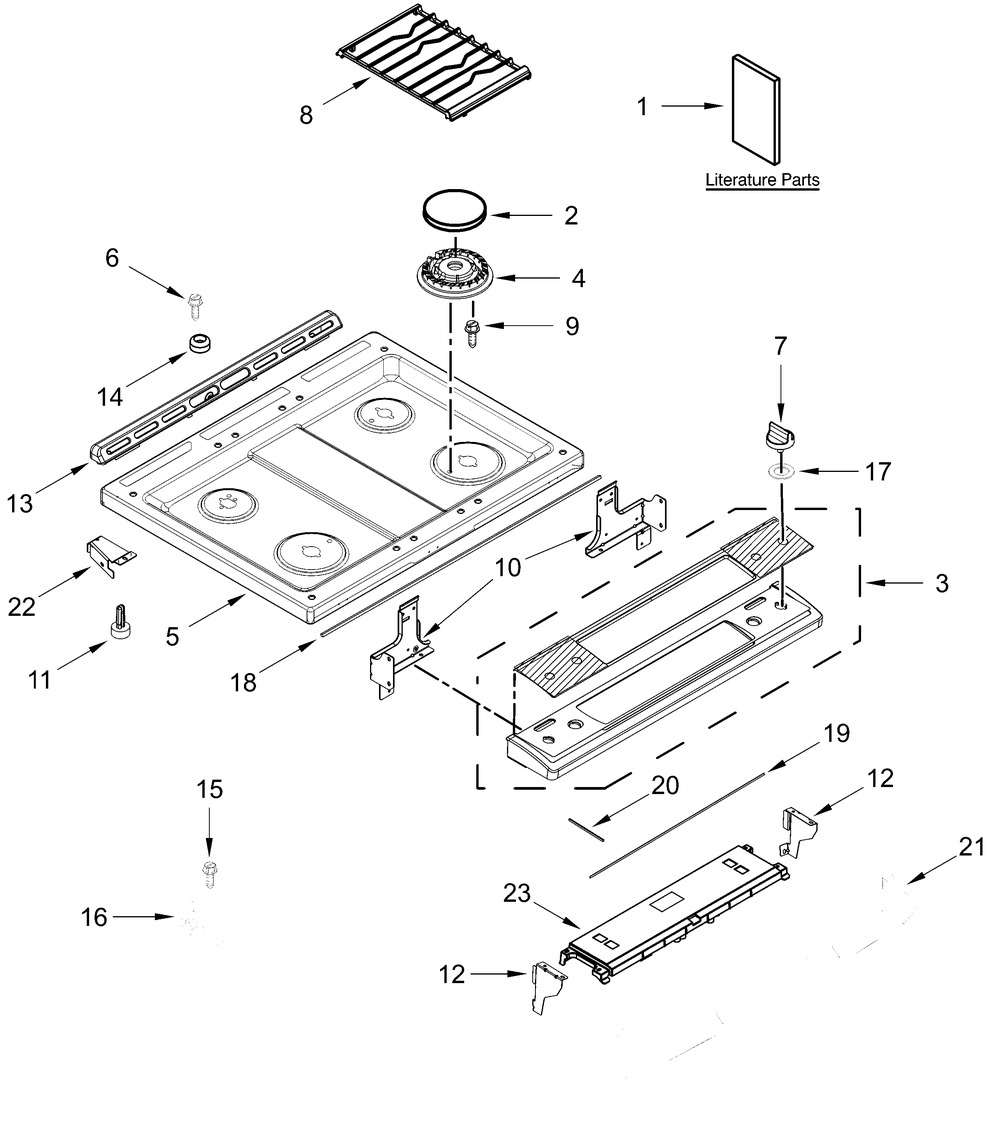 Cooktop Parts Diagram and Parts List for WEG515S0LW3,WEG515S0LB3  Whirlpool Range