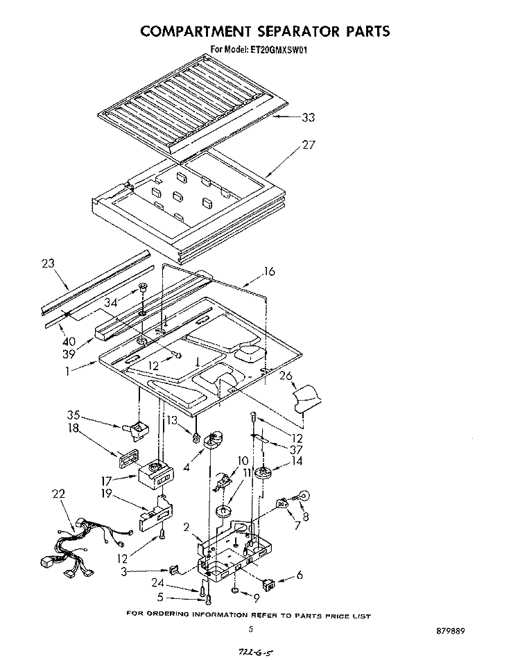 COMPARTMENT SEPARATOR Diagram and Parts List for ET20GMXSW01  Whirlpool Refrigerator