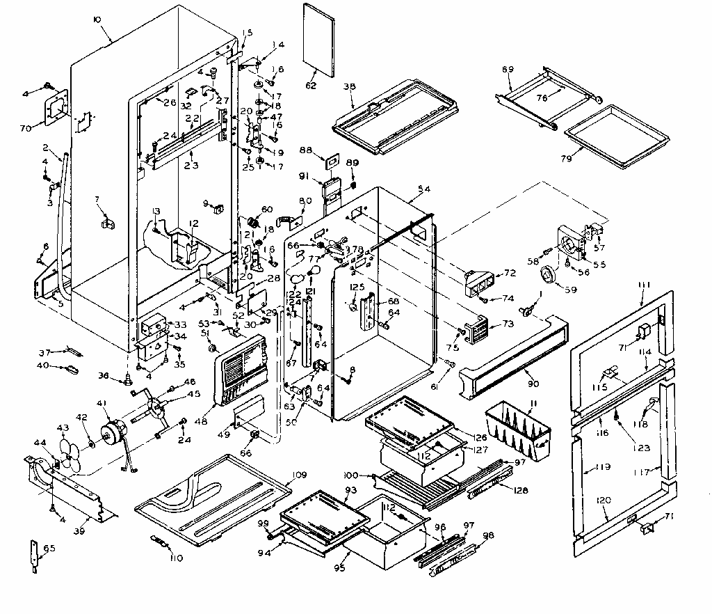 Cabinet Parts Diagram and Parts List for 106W16EIML5  Kenmore Refrigerator