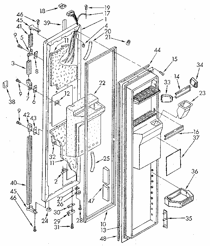 Freezer Door Diagram and Parts List for 1068592511 SKR601W0 Kenmore Refrigerator