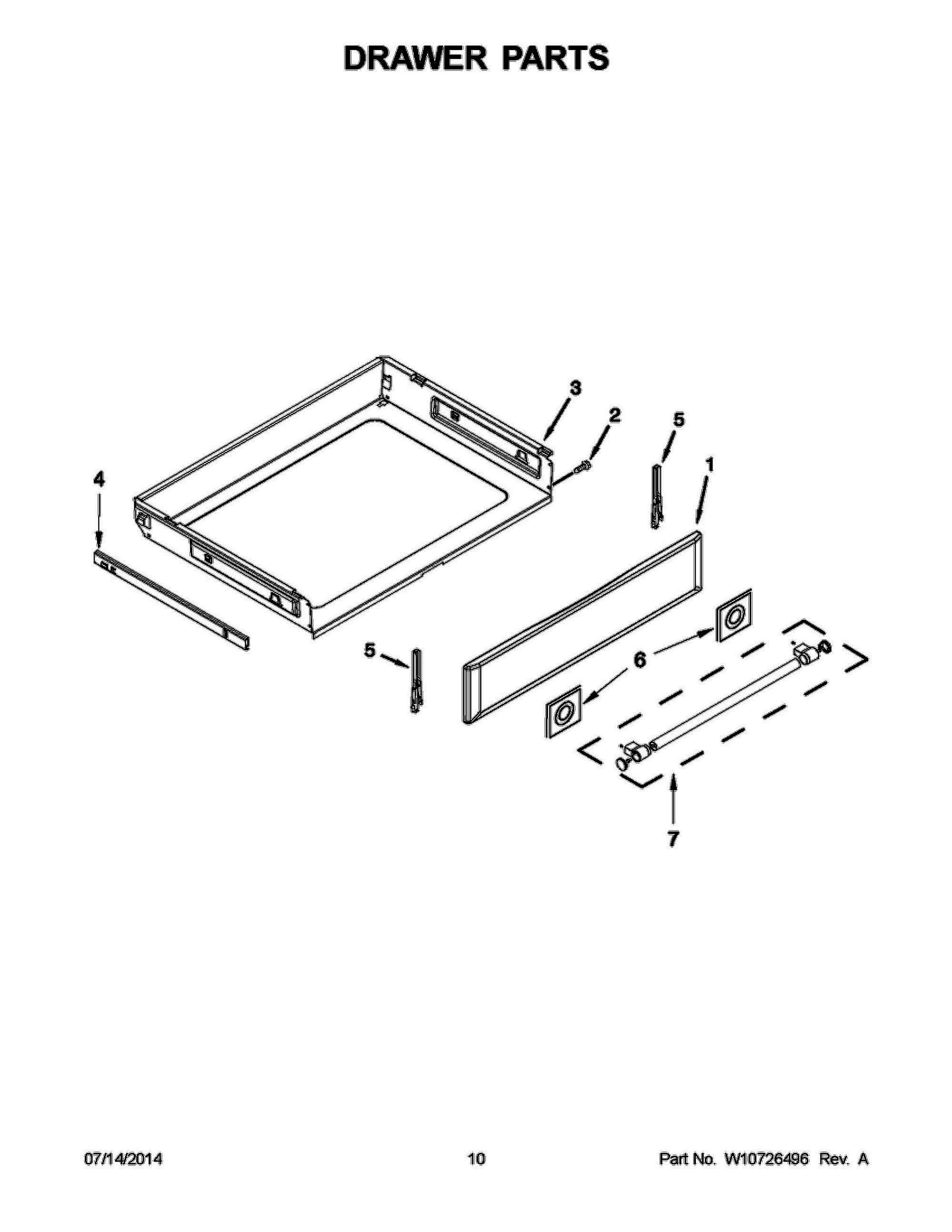 06 - DRAWER PARTS Diagram and Parts List for YMER8800DE1  Whirlpool Range