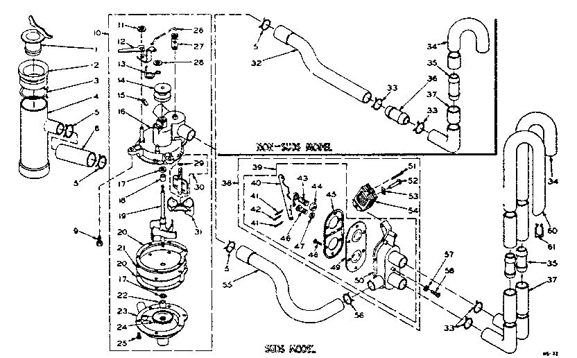 Water System Diagram and Parts List for 1106115720  Kenmore Washer