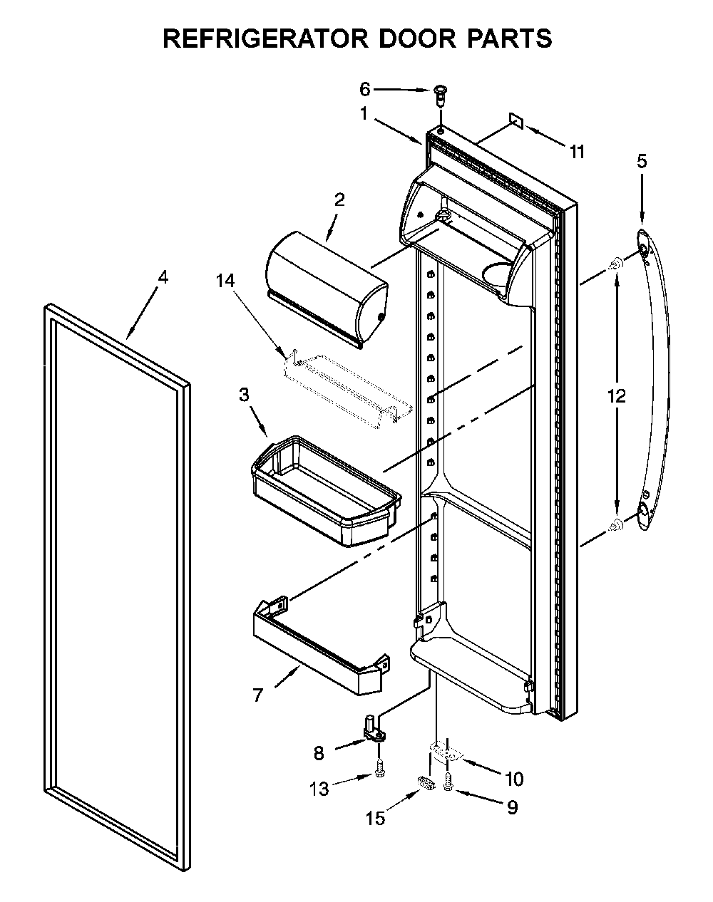 Refrigerator door parts Diagram and Parts List for WRS325SDHW05  Whirlpool Refrigerator
