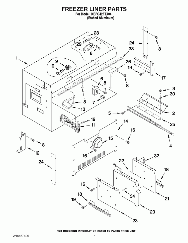 FREEZER LINER PARTS Diagram and Parts List for KBFO42FTX04  KitchenAid Refrigerator