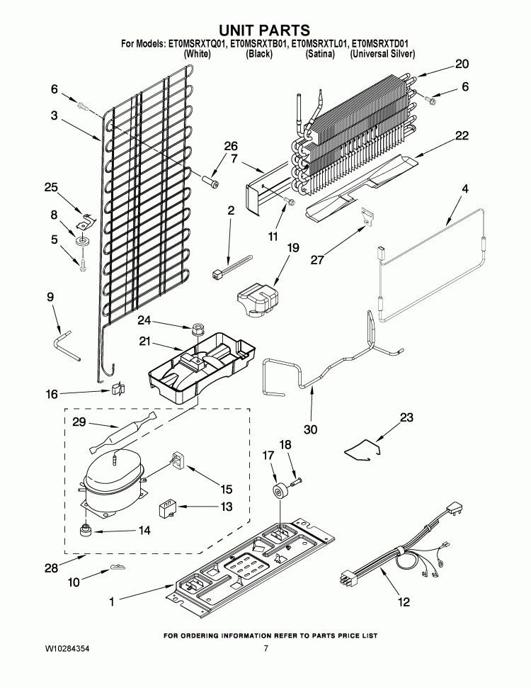 UNIT PARTS Diagram and Parts List for ET0MSRXTB01  Whirlpool Refrigerator