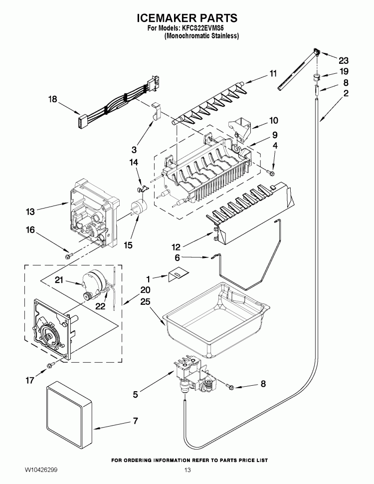 ICEMAKER PARTS Diagram and Parts List for KFCS22EVMS5  KitchenAid Refrigerator