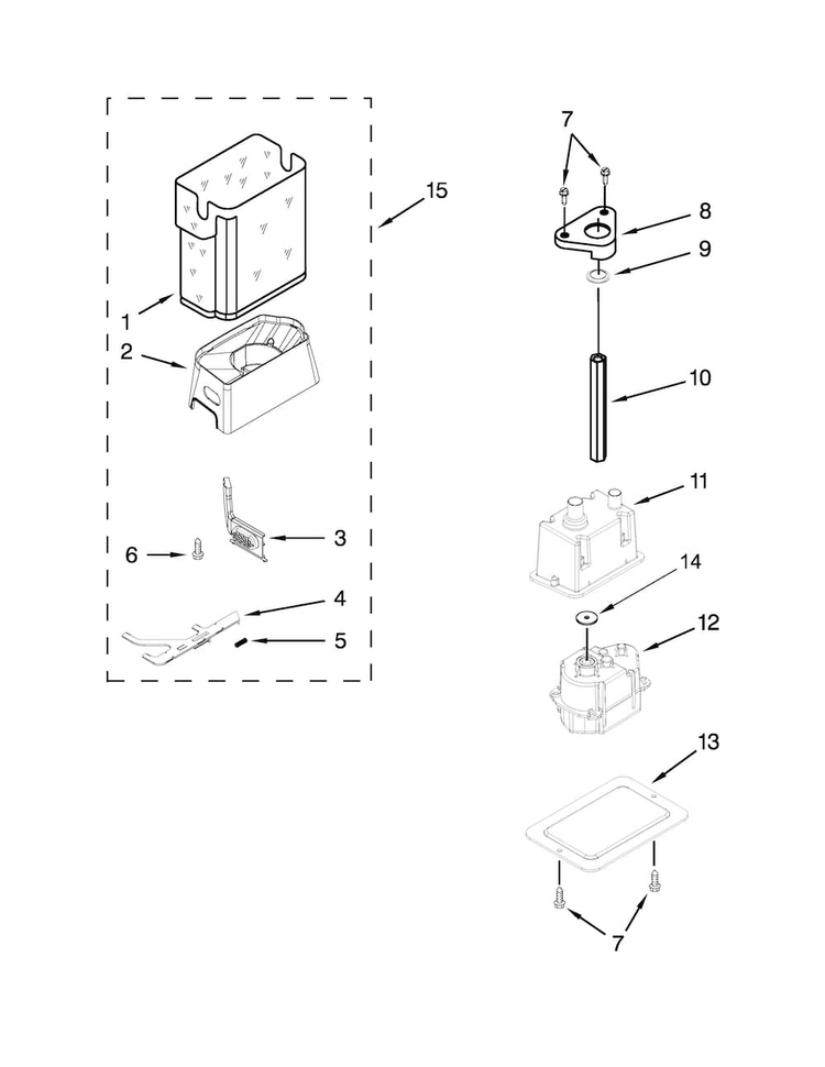 Motor And Ice Container Parts Diagram and Parts List for KBSD612ESS00  KitchenAid Refrigerator