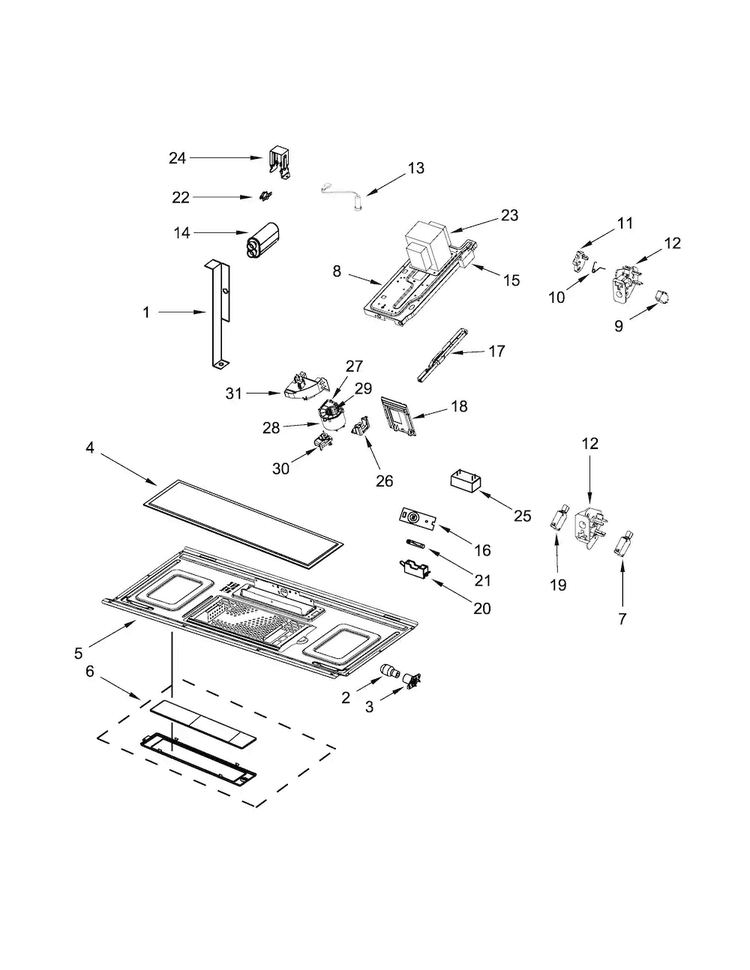 Interior And Ventilation Parts Diagram and Parts List for KMHS120EBL1  KitchenAid Microwave