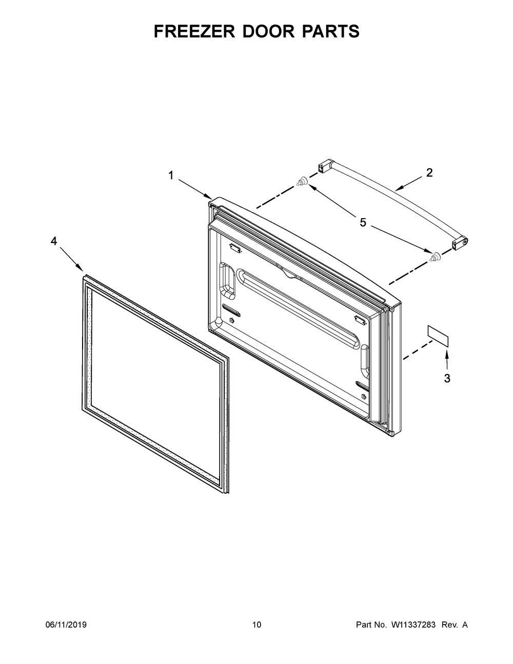 Freezer Door Parts Diagram and Parts List for KRFC300EBS01  Whirlpool Refrigerator