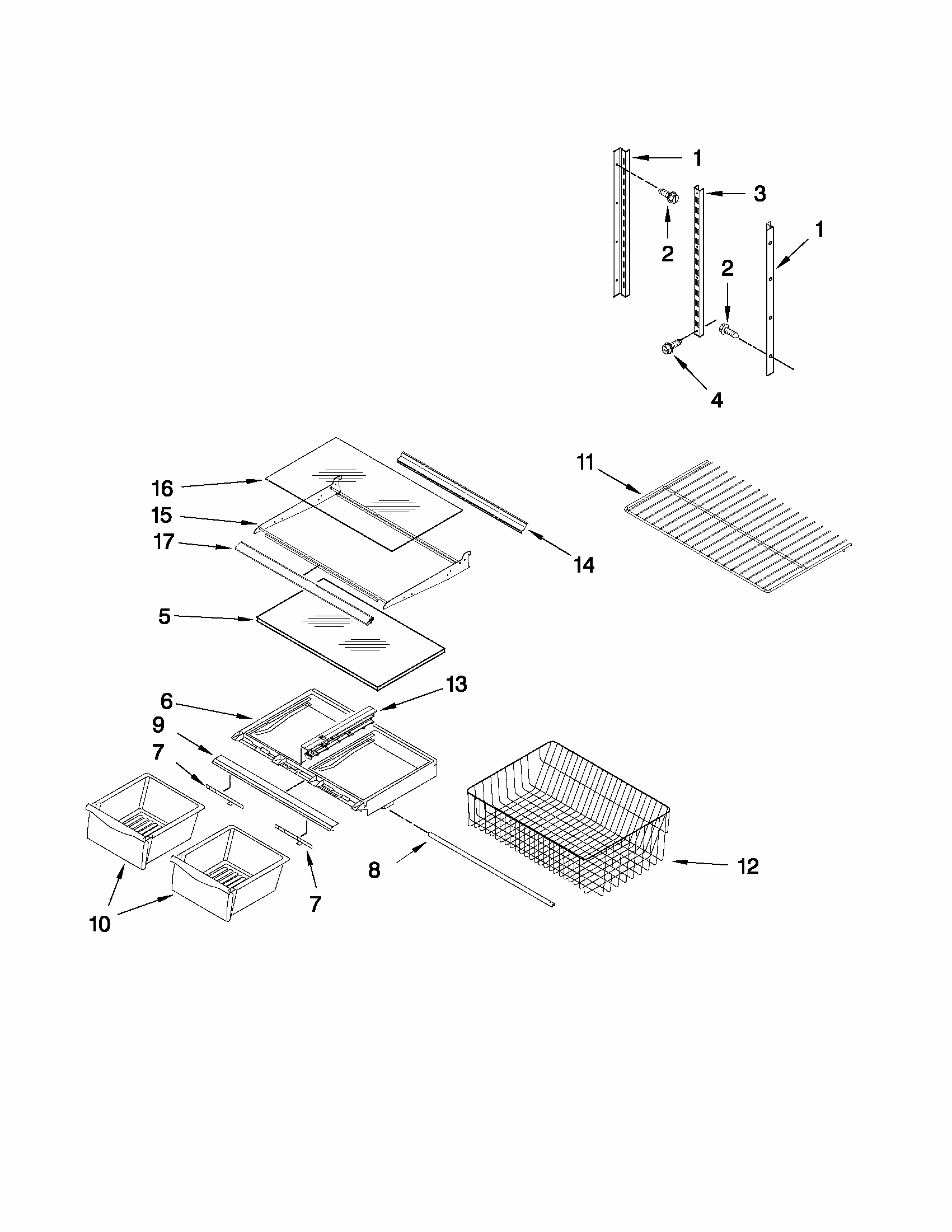 Shelf Parts Diagram and Parts List for 59669912012  Kenmore Refrigerator