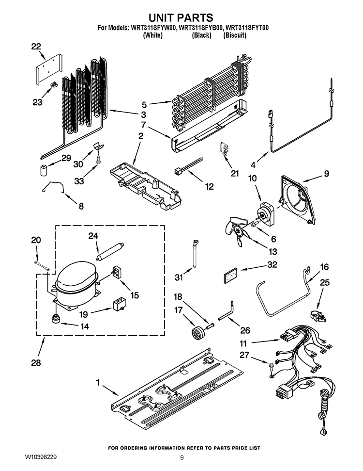UNIT PARTS Diagram and Parts List for WRT311SFYW00  Whirlpool Refrigerator