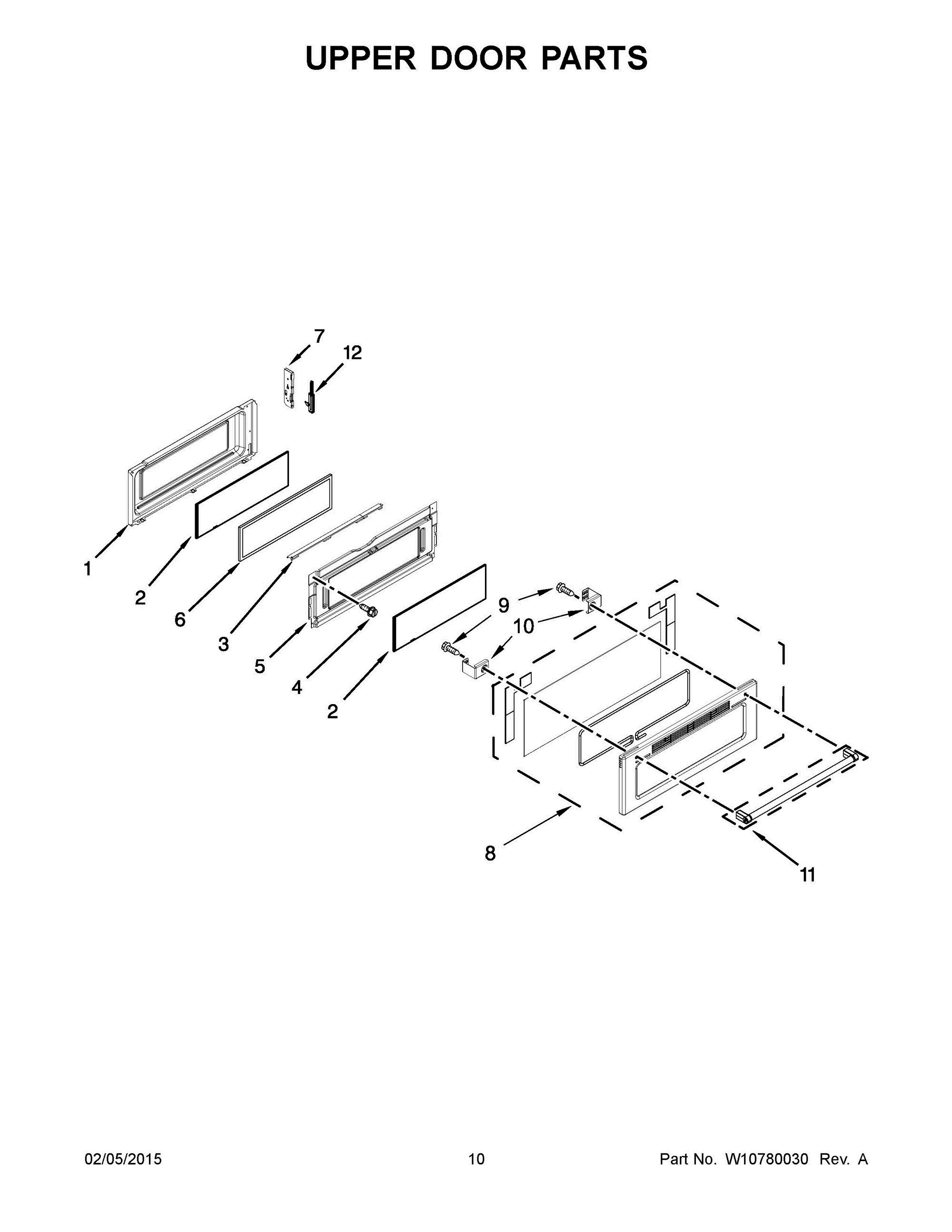 06 - UPPER DOOR PARTS Diagram and Parts List for YKFID500ESS0  Whirlpool Range