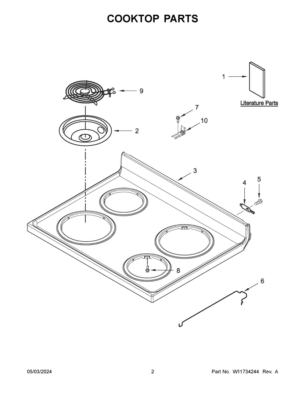 Cooktop Parts Diagram and Parts List for WFC315S0JB4  Whirlpool Range