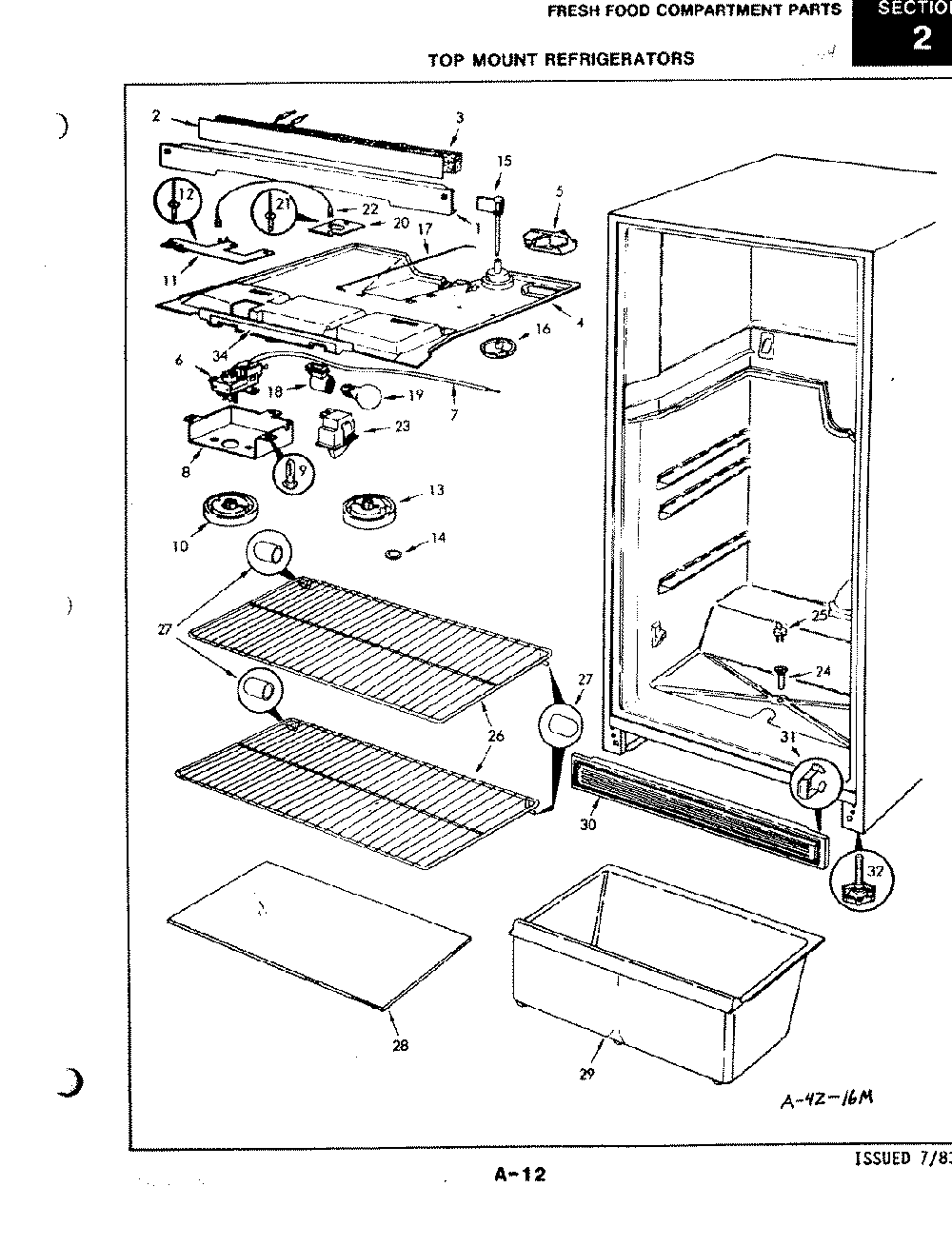 03 - Fresh Food Compartment Diagram and Parts List for RB15CA-2A  Whirlpool Refrigerator