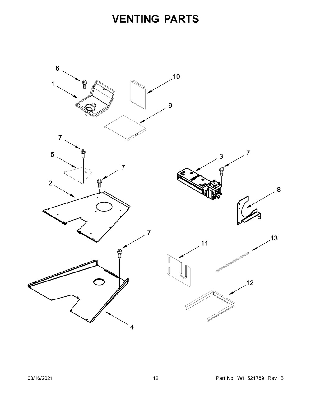 Venting Parts Diagram and Parts List for JGRP648HL01  Whirlpool Range