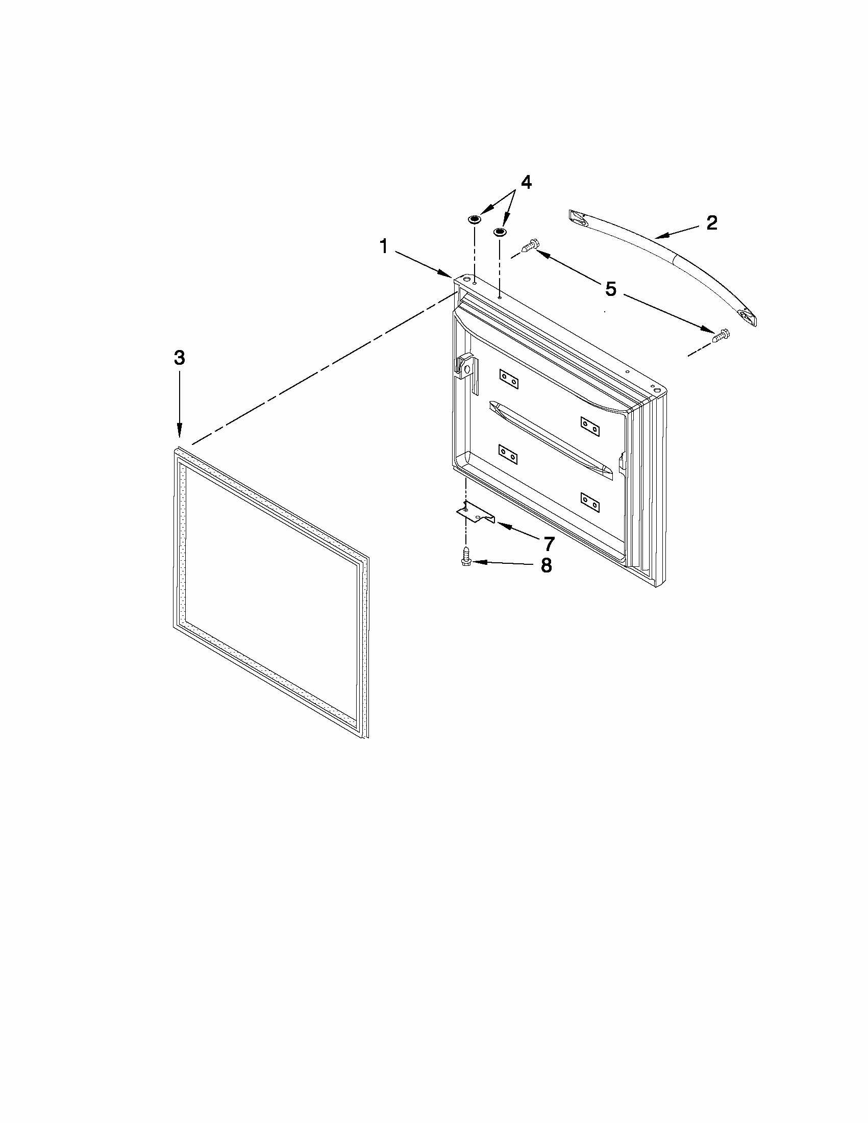 Freezer Door Parts Diagram and Parts List for 59669952012  Kenmore Refrigerator