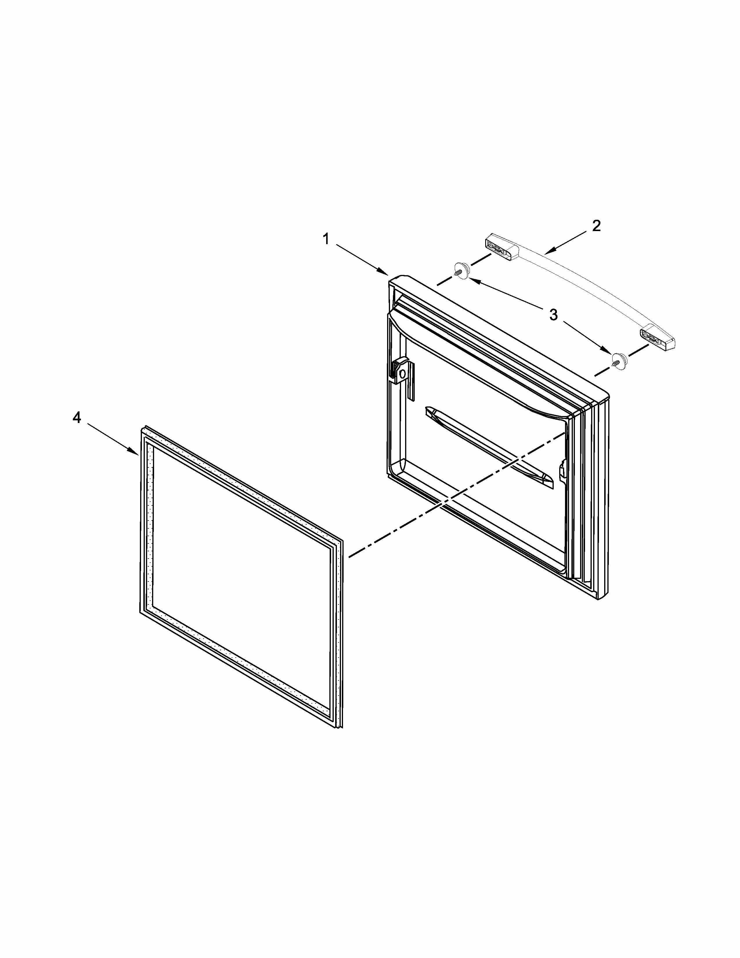 Freezer Door Parts Diagram and Parts List for IX3HHEXDSM00  Whirlpool Refrigerator