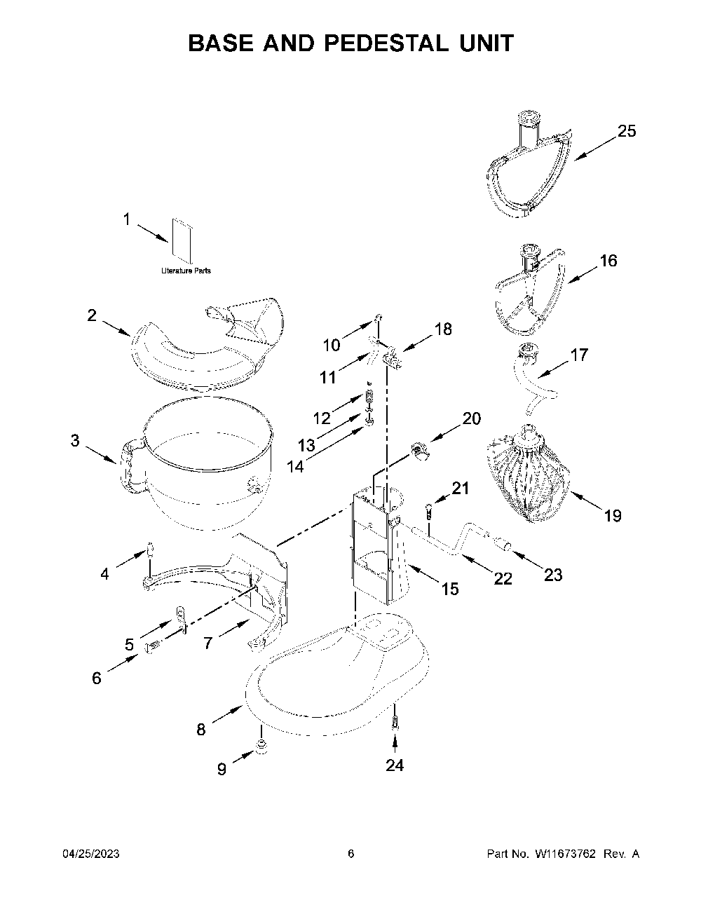 Base And Pedestal Unit Diagram and Parts List for 5KSM70SHXACA0  KitchenAid Mixer
