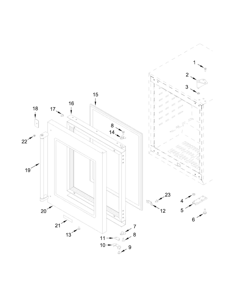 Door Parts Diagram and Parts List for KUWL204EPA00  KitchenAid Cooler
