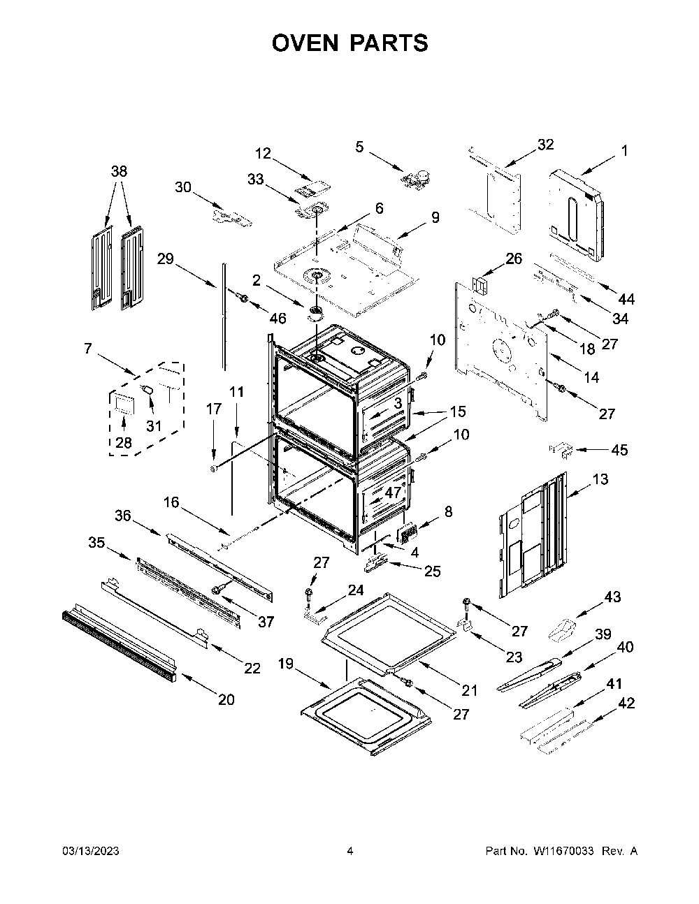 Oven Parts Diagram and Parts List for KODE507EBS21  KitchenAid Wall Oven
