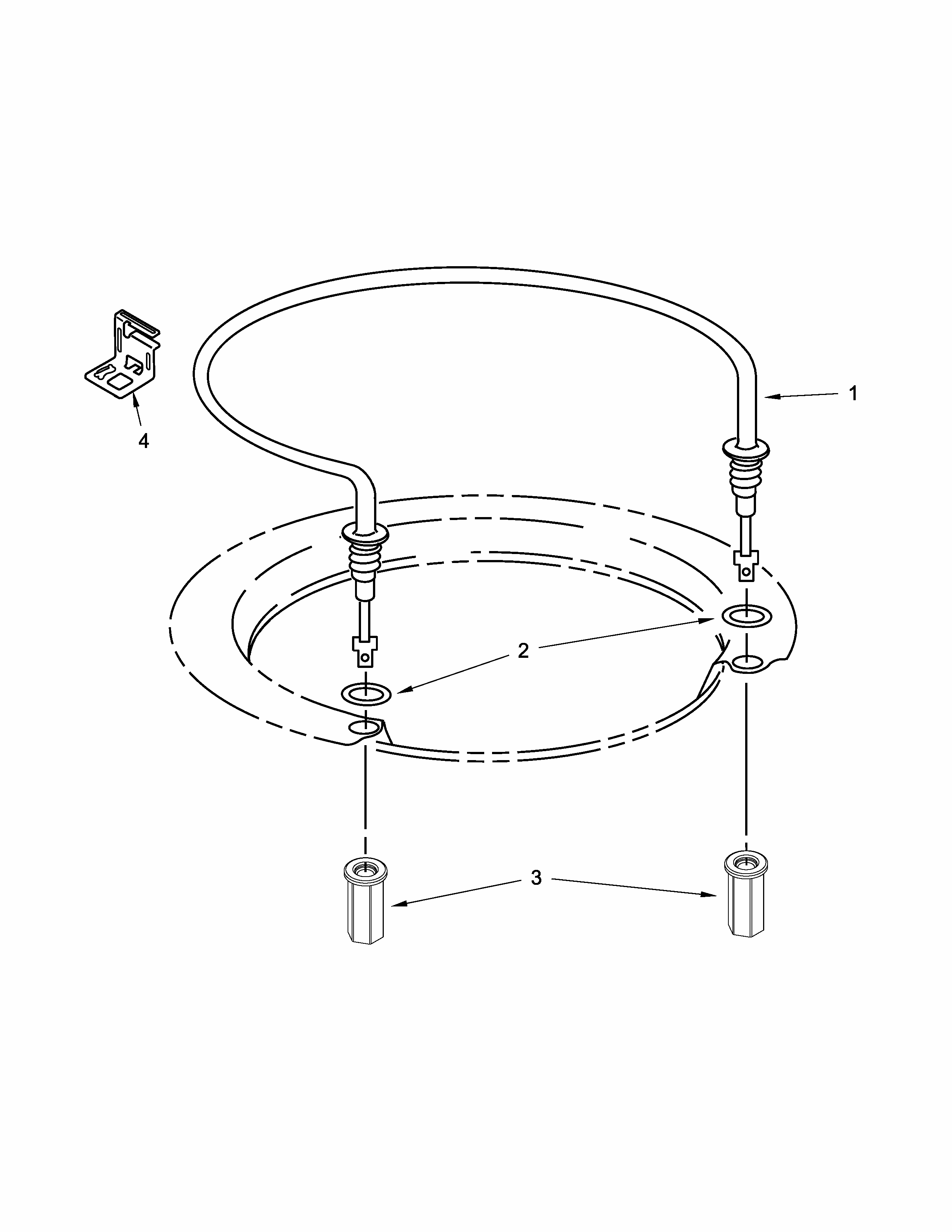 Heater Parts Diagram and Parts List for IUD3100BW3  Whirlpool Dishwasher