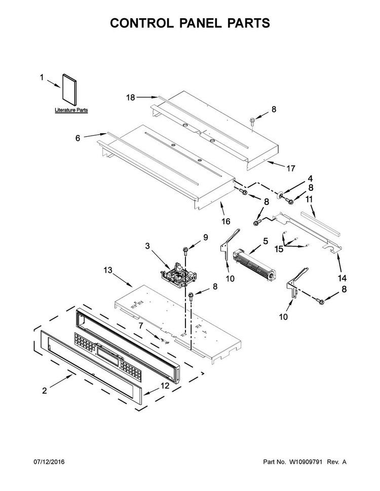 Control Panel Parts Diagram and Parts List for KODE507EBS01  KitchenAid Wall Oven