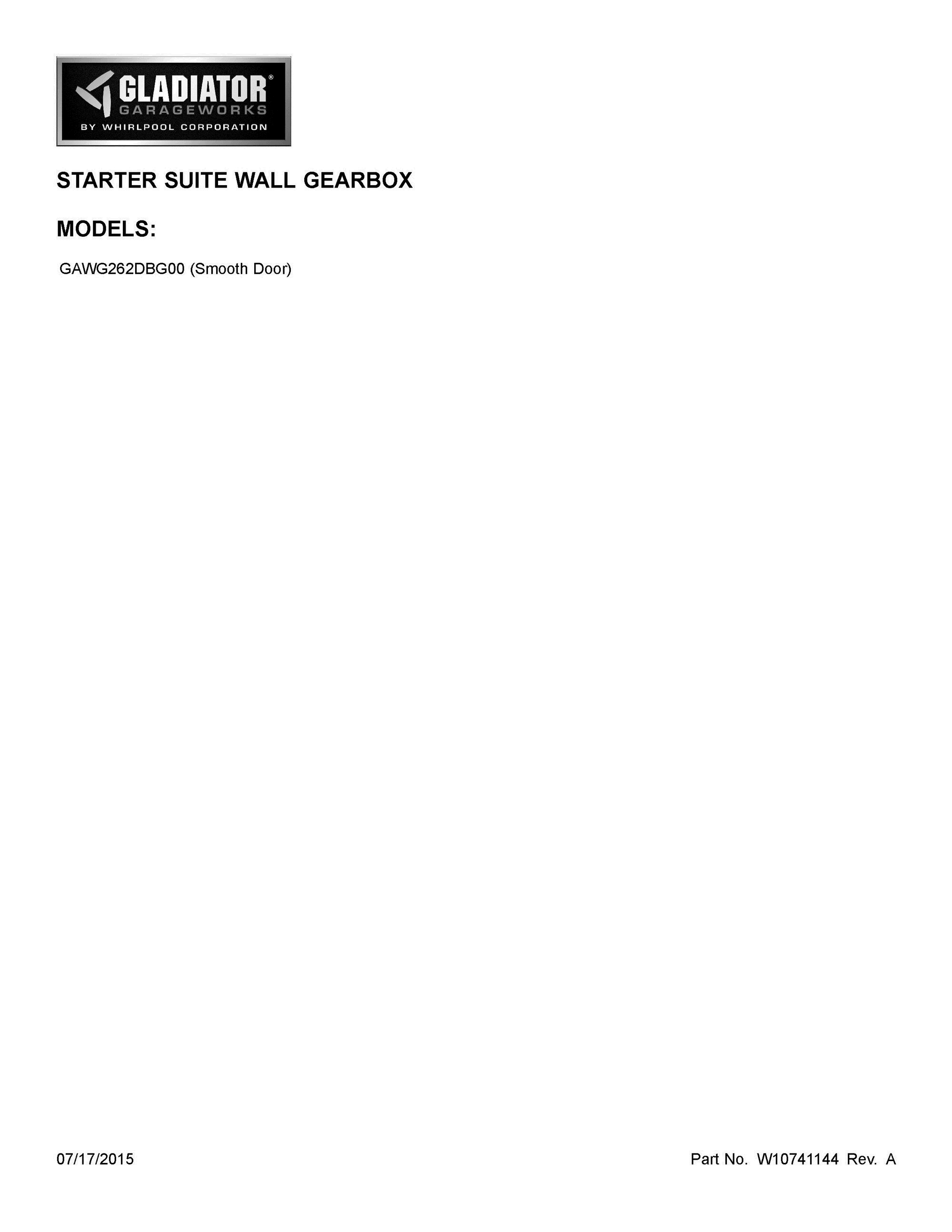 01 - COVER SHEET Diagram and Parts List for GAWG262DBG00  Whirlpool Cabinet