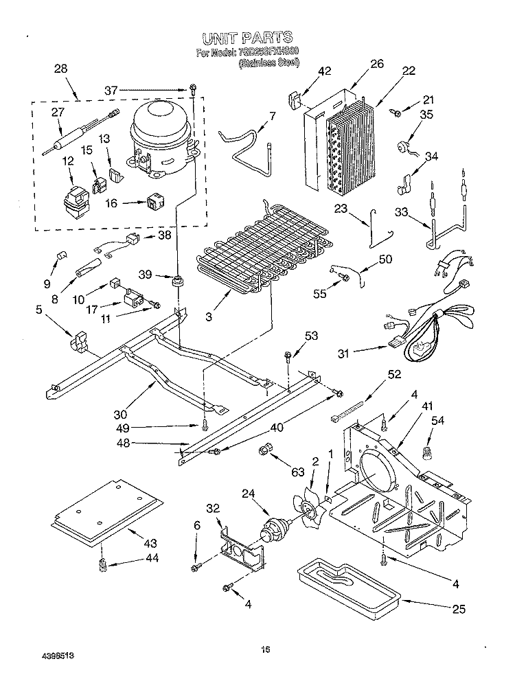 UNIT Diagram and Parts List for 7GD25SFXHS00  Whirlpool Refrigerator