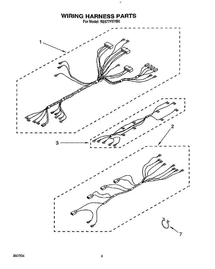 WIRING HARNESS, LIT/OPTIONAL Diagram and Parts List for RS677PXYQ0  Whirlpool Range