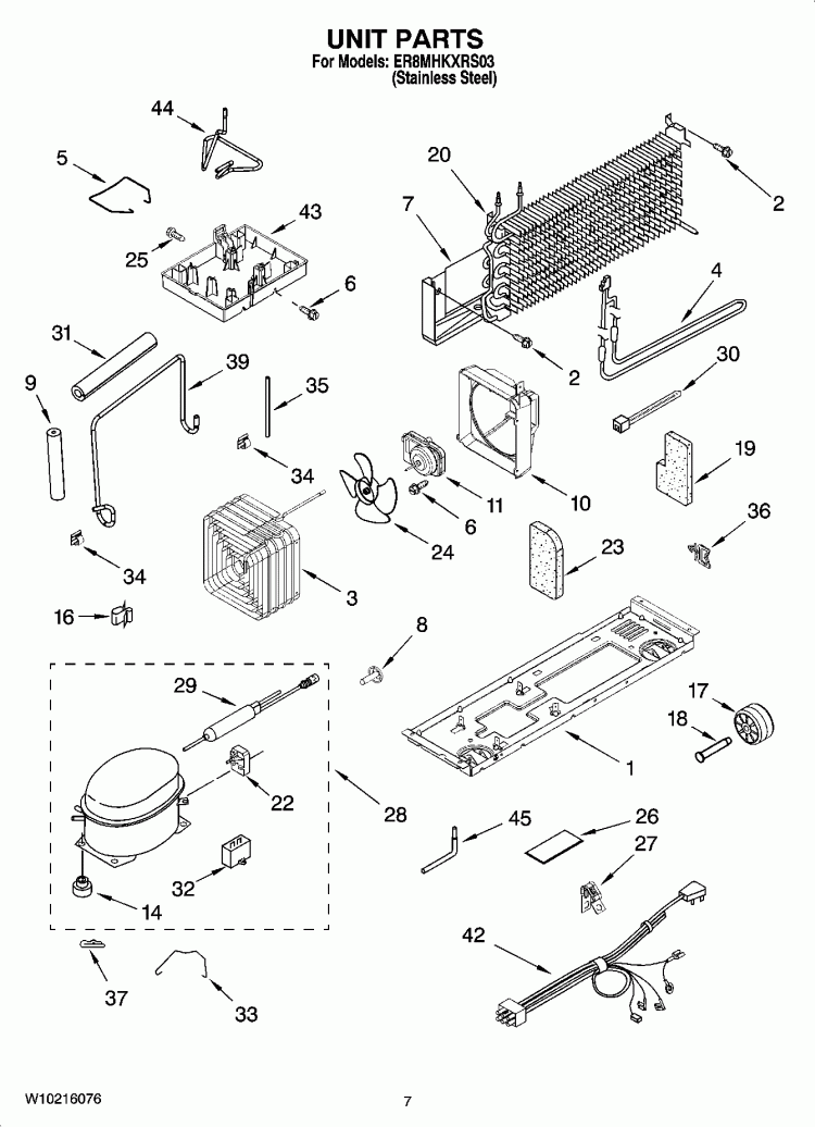 UNIT PARTS Diagram and Parts List for ER8MHKXRS03  Whirlpool Refrigerator