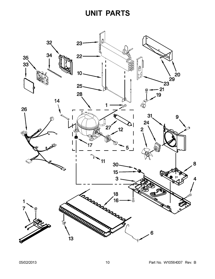 UNIT PARTS Diagram and Parts List for KBFS22EWMS9  KitchenAid Refrigerator