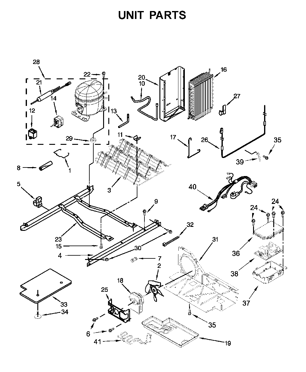 Unit parts Diagram and Parts List for 10651115710  Kenmore Refrigerator