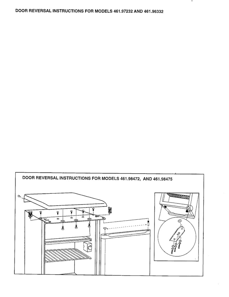 Door Reversal Instructions Diagram and Parts List for 46198475  Kenmore Refrigerator