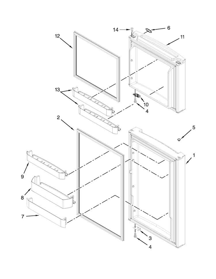 Door Parts Diagram and Parts List for WRT111SFDB01  Whirlpool Refrigerator