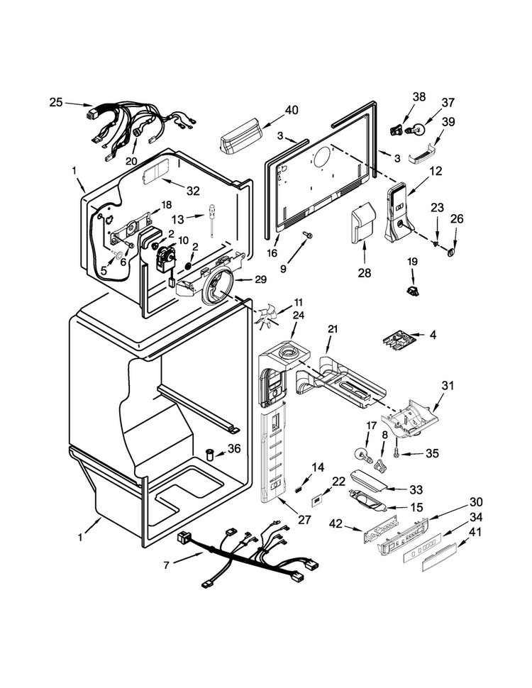 Liner Parts Diagram and Parts List for 5WT511SFEG00  Whirlpool Refrigerator