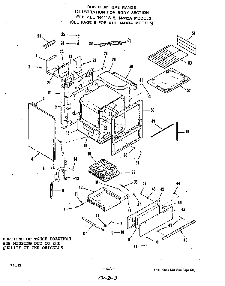 Section 7 Diagram and Parts List for 1444W2A  Roper Range