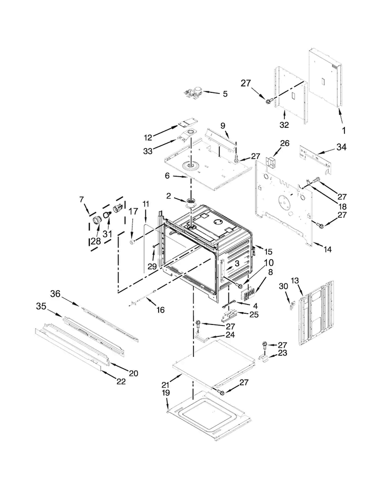 Oven Parts Diagram and Parts List for WOD51EC0AS04  Whirlpool Wall Oven