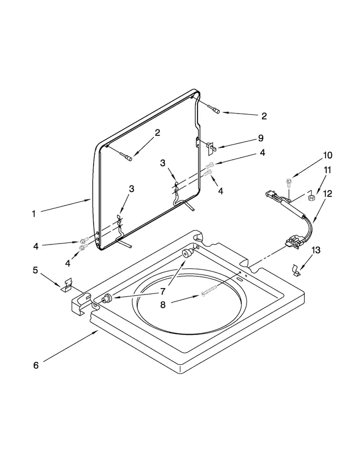 Washer Top And Lid Parts Diagram and Parts List for LTG5243DQC  Whirlpool Washer Dryer Combo