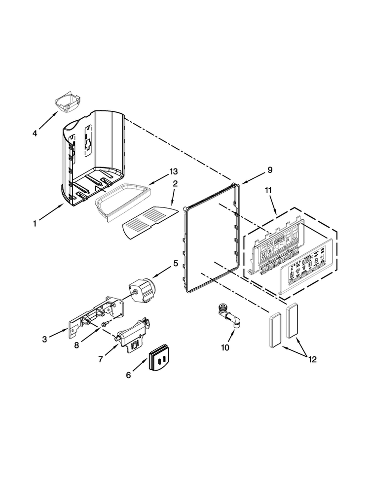 Dispenser Parts Diagram and Parts List for BRS75ARANA00  Whirlpool Refrigerator