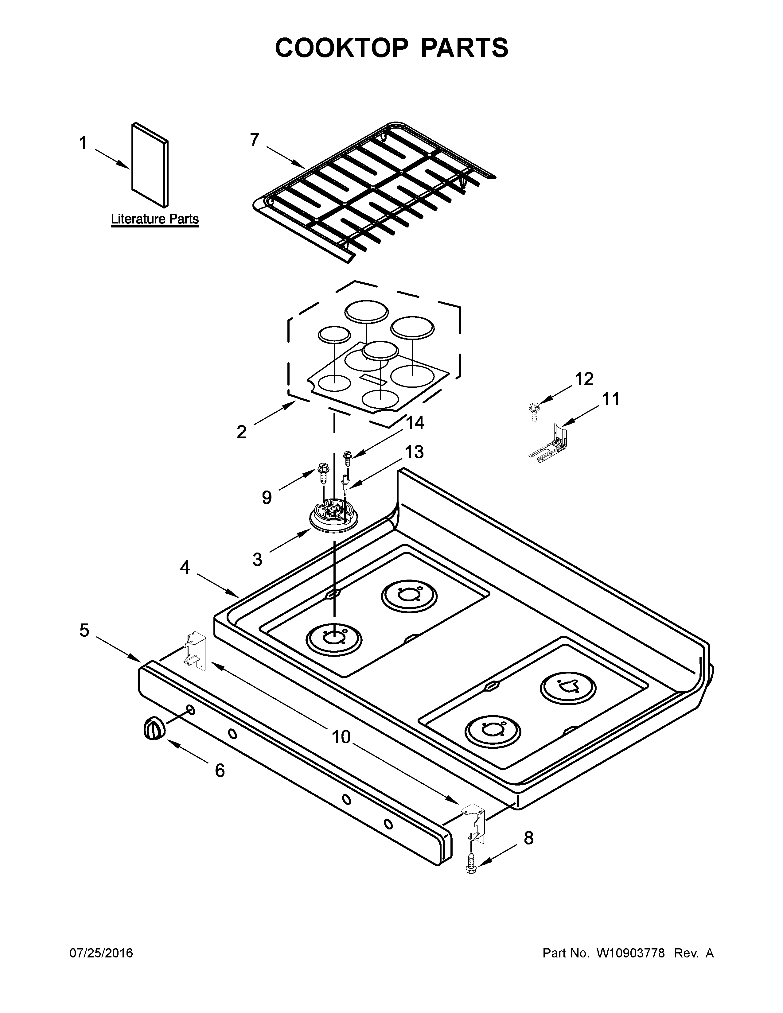 Cooktop Parts Diagram and Parts List for IGS505DS1  Whirlpool Range