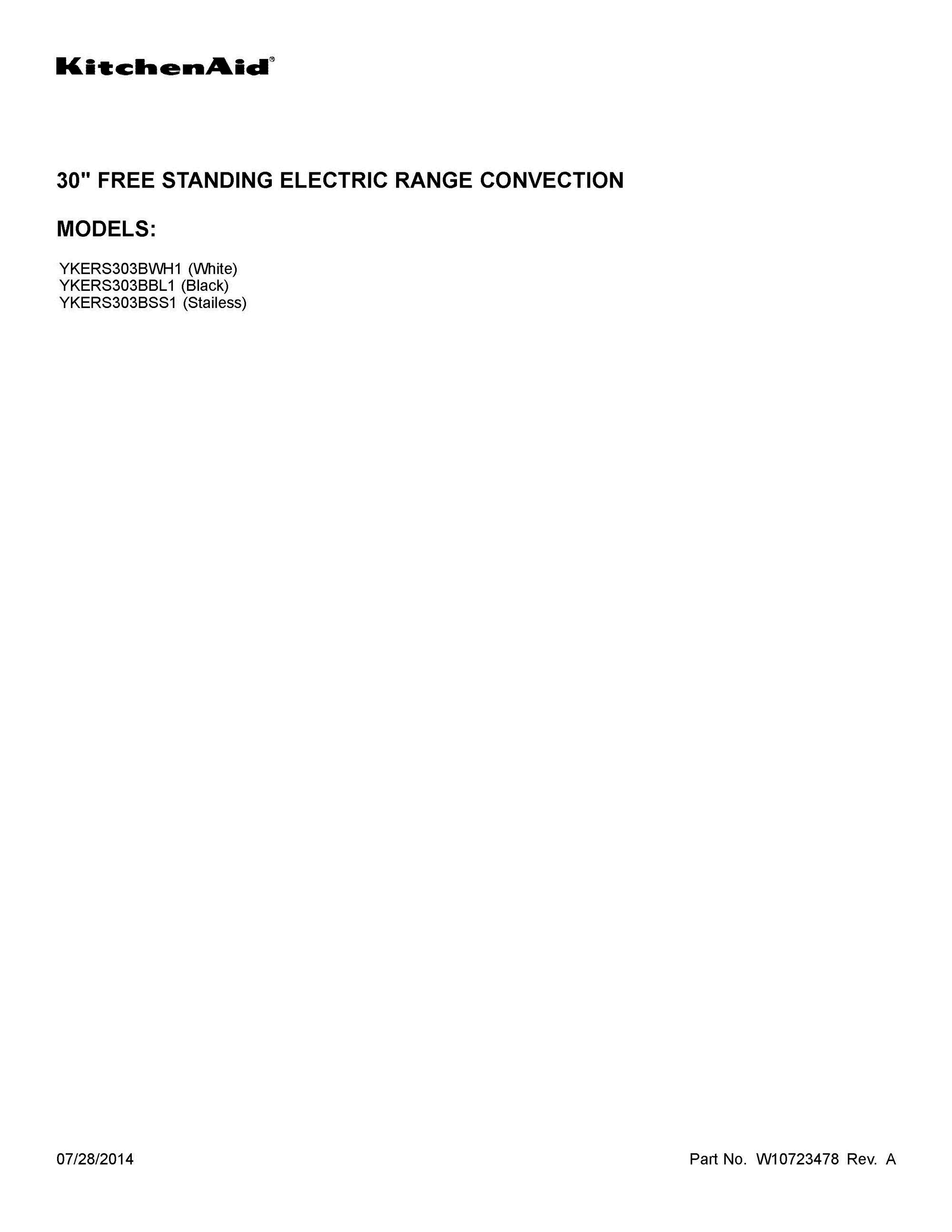 01 - COVER SHEET Diagram and Parts List for YKERS303BBL1  Whirlpool Range