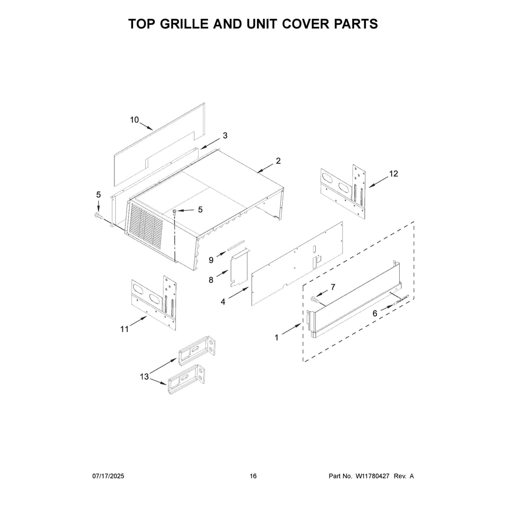 Top Grille And Unit Cover Parts Diagram and Parts List for KBBR336SPS00  KitchenAid Refrigerator