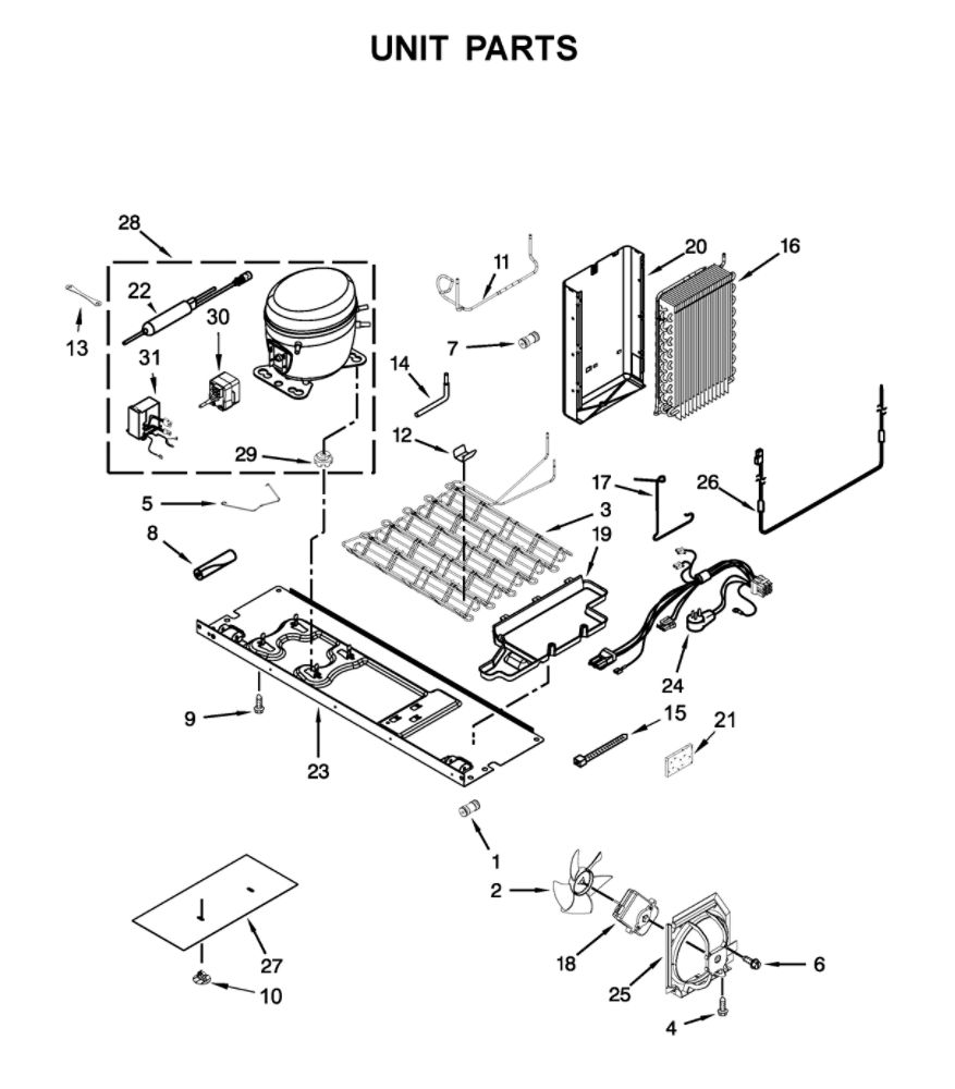 Unit Parts Diagram and Parts List for WRSA71CIHZ01  Whirlpool Refrigerator