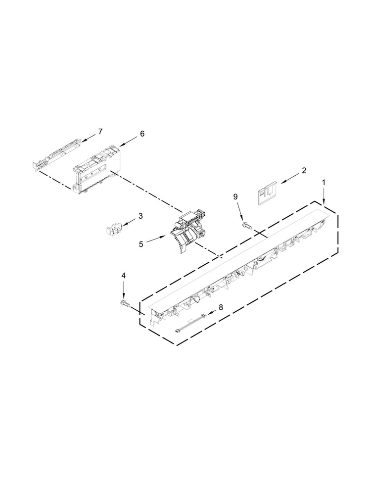 Control Panel And Latch Parts Diagram and Parts List for KDTE104ESS1  KitchenAid Dishwasher