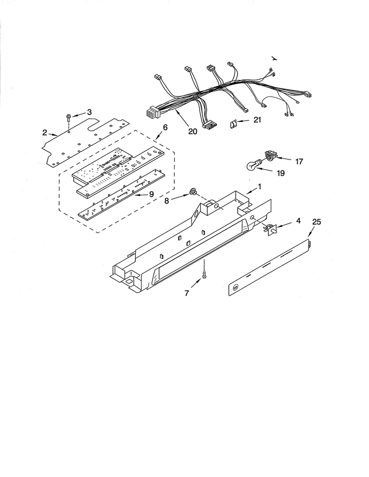 Control Diagram and Parts List for KSRA25ILBL02  KitchenAid Refrigerator